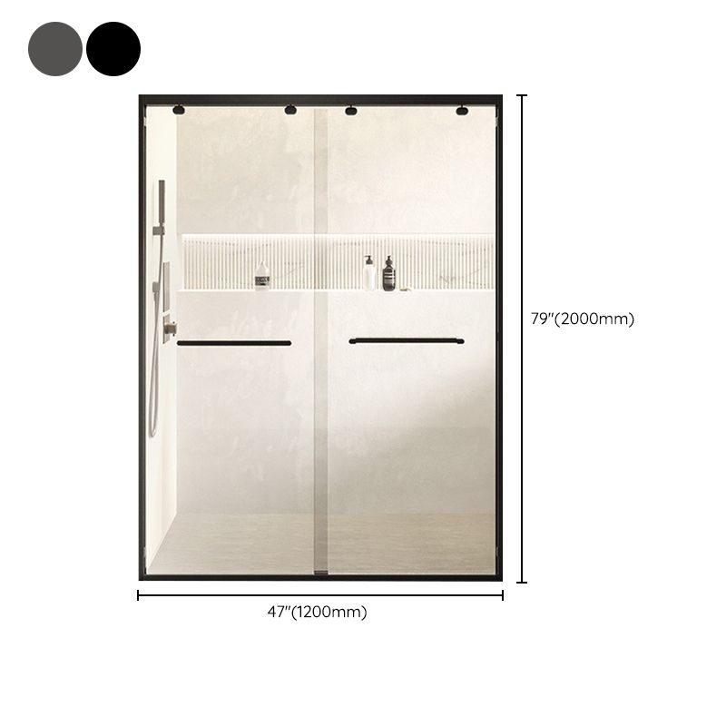 Double Sliding Shower Door Semi Frameless Shower Door with Stainless Steel Frame Clearhalo 'Bathroom Remodel & Bathroom Fixtures' 'Home Improvement' 'home_improvement' 'home_improvement_shower_tub_doors' 'Shower and Tub Doors' 'shower_tub_doors' 'Showers & Bathtubs' 1200x1200_473c6f87-7e20-475a-aad4-4ad3cfc9486c
