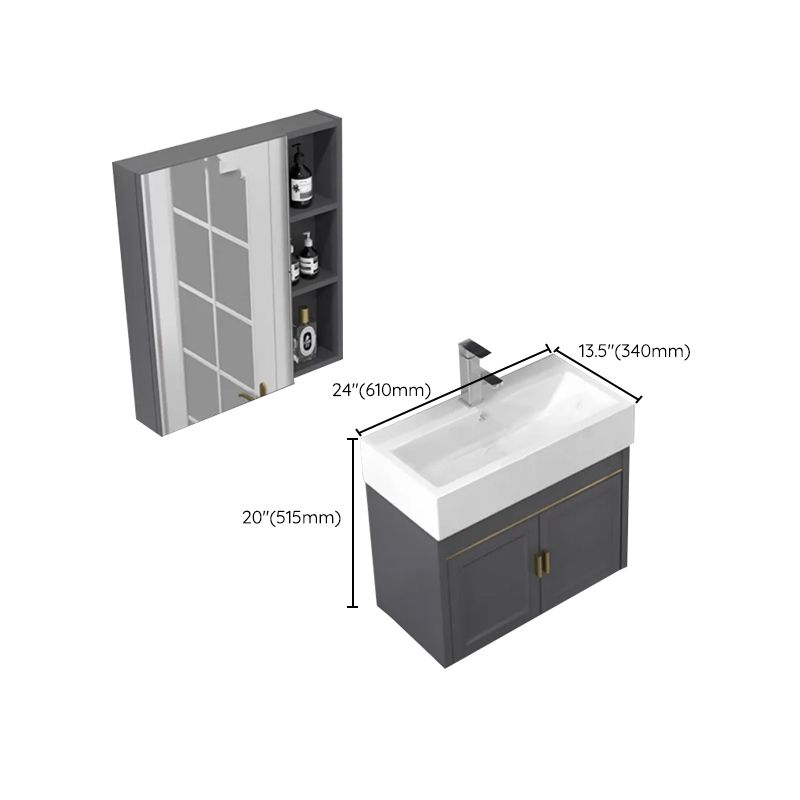 Modern Single Bath Vanity Wall Mount Ceramic Top Bathroom Vanity Clearhalo 'Bathroom Remodel & Bathroom Fixtures' 'Bathroom Vanities' 'bathroom_vanities' 'Home Improvement' 'home_improvement' 'home_improvement_bathroom_vanities' 1200x1200_474db43d-ec67-463f-b1c0-05a63f36700d