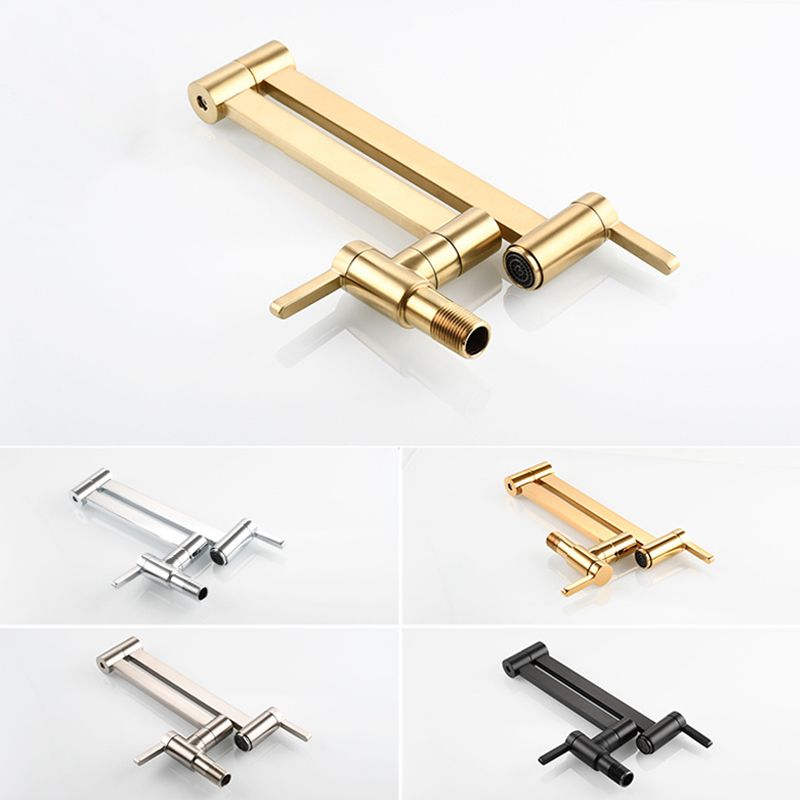 1-Handle Brushed Nickel Widespread Faucet 1 Hole Wall Mounted Bathroom Faucet with Brass Clearhalo 'Bathroom Remodel & Bathroom Fixtures' 'Bathroom Sink Faucets' 'Bathroom Sinks & Faucet Components' 'bathroom_sink_faucets' 'Home Improvement' 'home_improvement' 'home_improvement_bathroom_sink_faucets' 1200x1200_475dbaf7-9812-43c0-895c-163f4cc398db