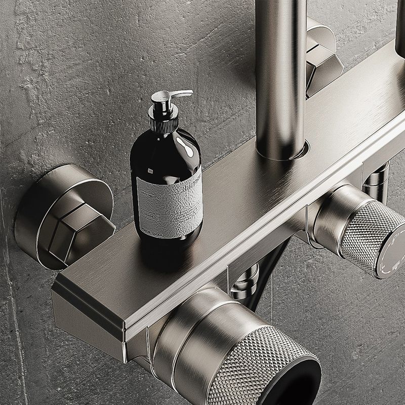 Modern Style Shower System Handle Knob Rectangle Wall Mounted Copper Shower System Clearhalo 'Bathroom Remodel & Bathroom Fixtures' 'Home Improvement' 'home_improvement' 'home_improvement_shower_faucets' 'Shower Faucets & Systems' 'shower_faucets' 'Showers & Bathtubs Plumbing' 'Showers & Bathtubs' 1200x1200_47685ee5-4094-4899-868f-2744a350dd3a