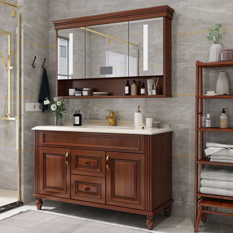 Bathroom Vanity Set Mirror Storage Shelf Ceramic Sink 2 Doors Sink Vanity with Faucet Clearhalo 'Bathroom Remodel & Bathroom Fixtures' 'Bathroom Vanities' 'bathroom_vanities' 'Home Improvement' 'home_improvement' 'home_improvement_bathroom_vanities' 1200x1200_47864c95-2c17-46aa-816c-9e7a078dc4a3
