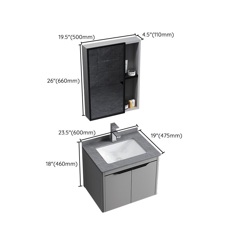 Single Sink Modern Bathroom Vanity Gray Metal Frame Rectangular Vanity Set Clearhalo 'Bathroom Remodel & Bathroom Fixtures' 'Bathroom Vanities' 'bathroom_vanities' 'Home Improvement' 'home_improvement' 'home_improvement_bathroom_vanities' 1200x1200_47a64bd0-2a7e-4b3f-8f41-6bb483020bfa