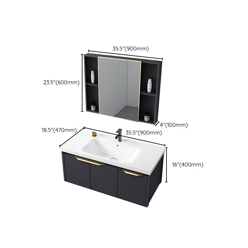Glam Bath Vanity Single Sink Wall Mounted Metal Frame 2 Doors Mirror Grey Vanity Clearhalo 'Bathroom Remodel & Bathroom Fixtures' 'Bathroom Vanities' 'bathroom_vanities' 'Home Improvement' 'home_improvement' 'home_improvement_bathroom_vanities' 1200x1200_47aa1d9f-ec2c-40b7-9a5e-8f59b0ca2882