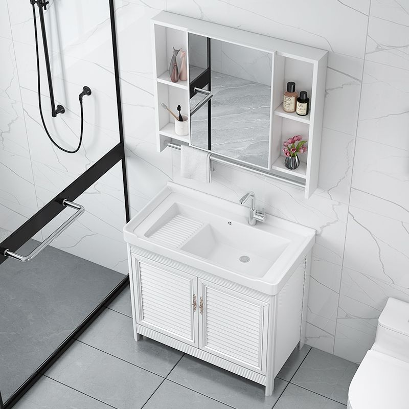 Bathroom Vanity Drawers Mirror Faucet Single Ceramic Sink Vanity Clearhalo 'Bathroom Remodel & Bathroom Fixtures' 'Bathroom Vanities' 'bathroom_vanities' 'Home Improvement' 'home_improvement' 'home_improvement_bathroom_vanities' 1200x1200_47bf45bc-de3e-4559-80dd-b8be4f299879