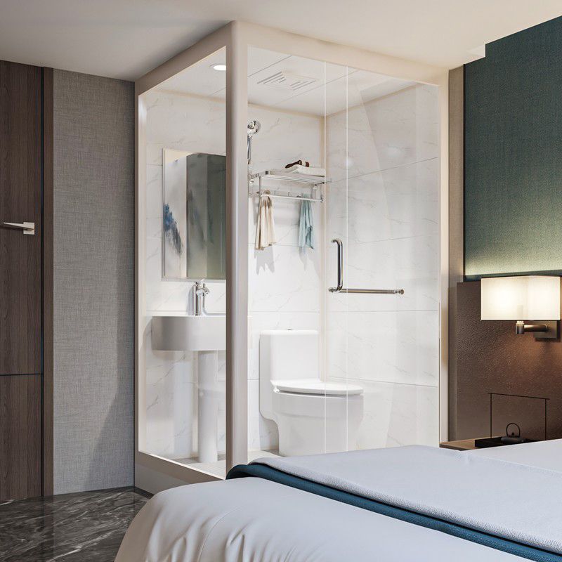 Clear and Frosted Shower Enclosure Easy Clean Glass Shower Kit Clearhalo 'Bathroom Remodel & Bathroom Fixtures' 'Home Improvement' 'home_improvement' 'home_improvement_shower_stalls_enclosures' 'Shower Stalls & Enclosures' 'shower_stalls_enclosures' 'Showers & Bathtubs' 1200x1200_47c090a8-87df-461a-bbdb-6e020d108e2c