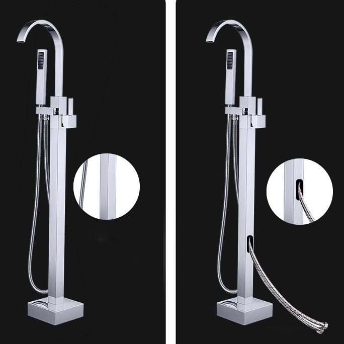 Floor Mounted Copper Freestanding Tub Filler High Arc Freestanding Faucet with Hose Clearhalo 'Bathroom Remodel & Bathroom Fixtures' 'Bathtub Faucets' 'bathtub_faucets' 'Home Improvement' 'home_improvement' 'home_improvement_bathtub_faucets' 1200x1200_47c4d22d-e4fd-47ad-82c7-f466529dac3a