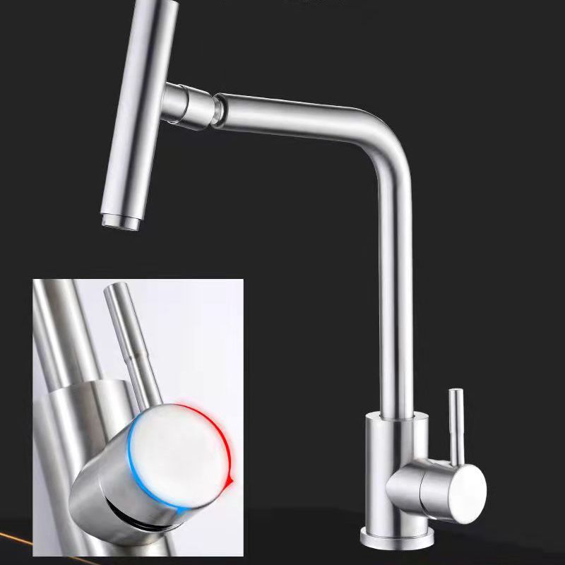 1-Handle Faucets with Water Dispenser Stainless Steel Standard Kitchen Faucets Clearhalo 'Home Improvement' 'home_improvement' 'home_improvement_kitchen_faucets' 'Kitchen Faucets' 'Kitchen Remodel & Kitchen Fixtures' 'Kitchen Sinks & Faucet Components' 'kitchen_faucets' 1200x1200_47ed14a5-ddfb-49d6-a853-265647503fa4