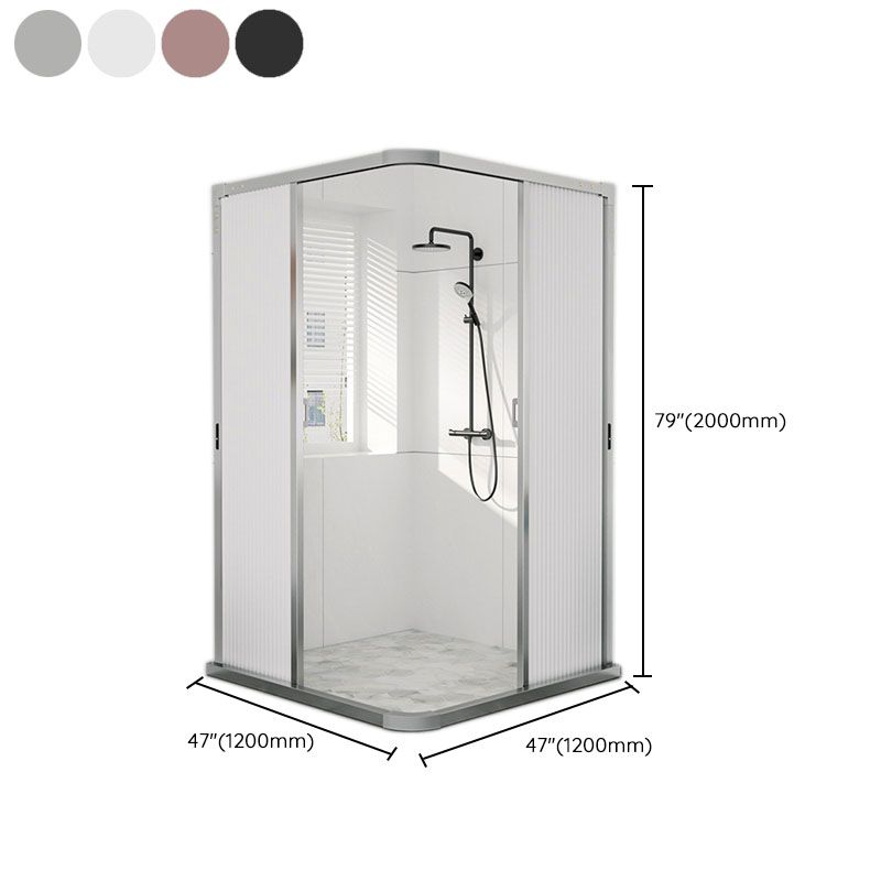Square Corner Aluminum Frame Shower Enclosure with Double Door Handles Clearhalo 'Bathroom Remodel & Bathroom Fixtures' 'Home Improvement' 'home_improvement' 'home_improvement_shower_stalls_enclosures' 'Shower Stalls & Enclosures' 'shower_stalls_enclosures' 'Showers & Bathtubs' 1200x1200_47ee8d89-f14f-49d8-8f41-951ee86807b9