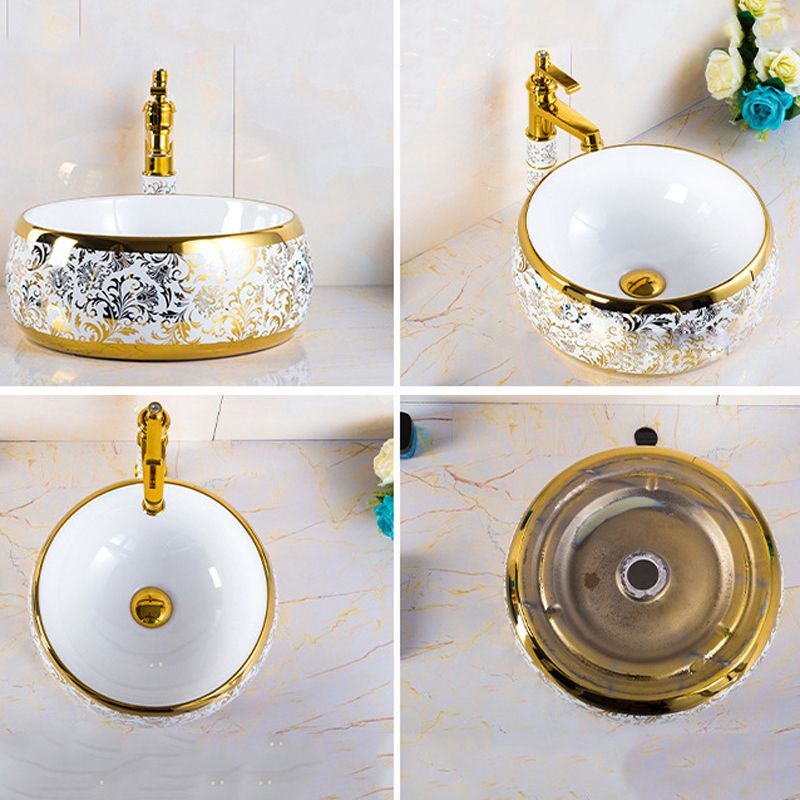 Modern Bathroom Sink Porcelain Round Hand Painted with Overflow and Faucet Wash Stand Clearhalo 'Bathroom Remodel & Bathroom Fixtures' 'Bathroom Sinks & Faucet Components' 'Bathroom Sinks' 'bathroom_sink' 'Home Improvement' 'home_improvement' 'home_improvement_bathroom_sink' 1200x1200_47eea99c-f35c-43df-9074-eeba1546444c