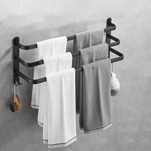 Matte Black Contemporary Bathroom Accessory Set with Bath Shelf & Towel Bar Clearhalo 'Bathroom Hardware Sets' 'Bathroom Hardware' 'Bathroom Remodel & Bathroom Fixtures' 'bathroom_hardware_sets' 'Home Improvement' 'home_improvement' 'home_improvement_bathroom_hardware_sets' 1200x1200_47fb81e9-b3d4-4655-8d59-d121a3040a5f
