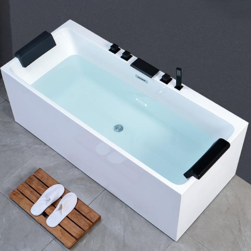 White Freestanding Bath Soaking Acrylic Rectangular Modern Bathtub (Board not Included) Clearhalo 'Bathroom Remodel & Bathroom Fixtures' 'Bathtubs' 'Home Improvement' 'home_improvement' 'home_improvement_bathtubs' 'Showers & Bathtubs' 1200x1200_480d20c8-e582-47f6-a330-13339097772b