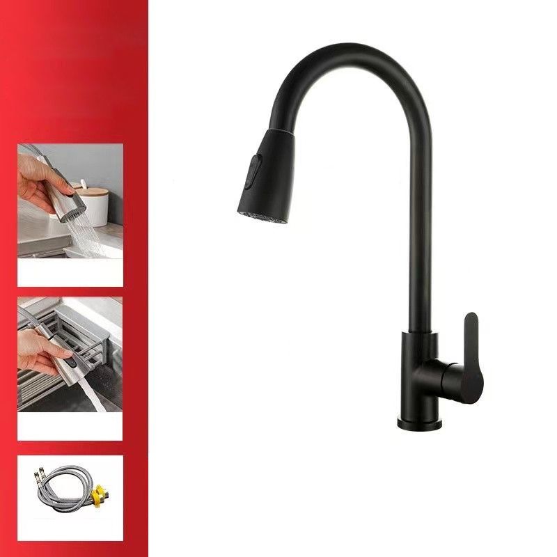 Modern 1-Handle 1-Hole Faucet Stainless Steel with Pull out Sprayer Faucet Clearhalo 'Home Improvement' 'home_improvement' 'home_improvement_kitchen_faucets' 'Kitchen Faucets' 'Kitchen Remodel & Kitchen Fixtures' 'Kitchen Sinks & Faucet Components' 'kitchen_faucets' 1200x1200_4872dd8e-222a-4399-ab79-176d71d6dd0d