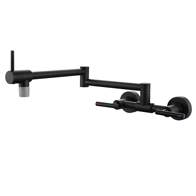 Brass Pot Filler Modern Double Lever Handle Swivel Wall-Mounted Pot Filler Clearhalo 'Home Improvement' 'home_improvement' 'home_improvement_kitchen_faucets' 'Kitchen Faucets' 'Kitchen Remodel & Kitchen Fixtures' 'Kitchen Sinks & Faucet Components' 'kitchen_faucets' 1200x1200_487cf611-0a52-4d94-acac-c328399e1f4d