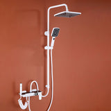 White Shower System Adjustable Spray Pattern Shower Arm Square Wall Mount Shower System Clearhalo 'Bathroom Remodel & Bathroom Fixtures' 'Home Improvement' 'home_improvement' 'home_improvement_shower_faucets' 'Shower Faucets & Systems' 'shower_faucets' 'Showers & Bathtubs Plumbing' 'Showers & Bathtubs' 1200x1200_4895aaf2-255f-425c-a8a6-315fd929eb4a