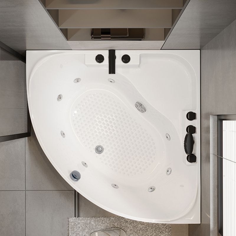Modern Acrylic Corner Bath Soaking Seat Included Bathtub in White Clearhalo 'Bathroom Remodel & Bathroom Fixtures' 'Bathtubs' 'Home Improvement' 'home_improvement' 'home_improvement_bathtubs' 'Showers & Bathtubs' 1200x1200_48b3fbd4-e514-4819-8864-a4e575ed7da5