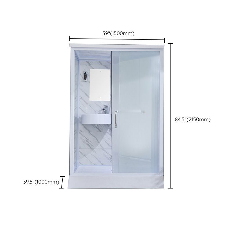 Rectangular Frosted Glass Shower Enclosure Single Sliding Framed Shower Enclosure Clearhalo 'Bathroom Remodel & Bathroom Fixtures' 'Home Improvement' 'home_improvement' 'home_improvement_shower_stalls_enclosures' 'Shower Stalls & Enclosures' 'shower_stalls_enclosures' 'Showers & Bathtubs' 1200x1200_48b818eb-6239-467d-b825-379be455afb9