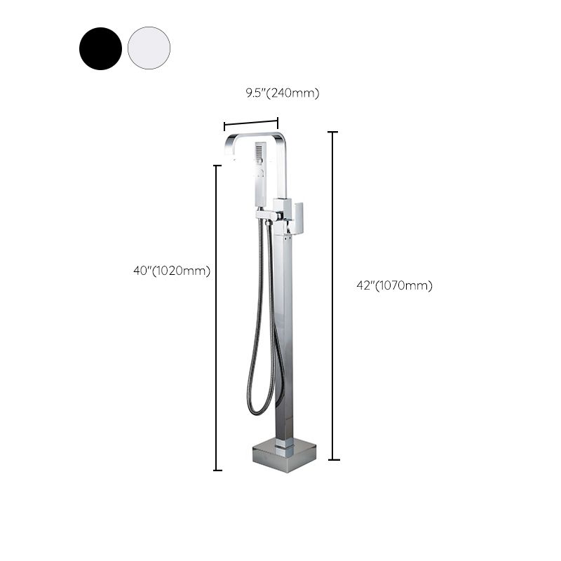 Contemporary Freestanding Tub Filler Brass Tub Filler with Hand-shower Clearhalo 'Bathroom Remodel & Bathroom Fixtures' 'Bathtub Faucets' 'bathtub_faucets' 'Home Improvement' 'home_improvement' 'home_improvement_bathtub_faucets' 1200x1200_48d7aca6-57b2-4351-ad67-ffa8369e2376