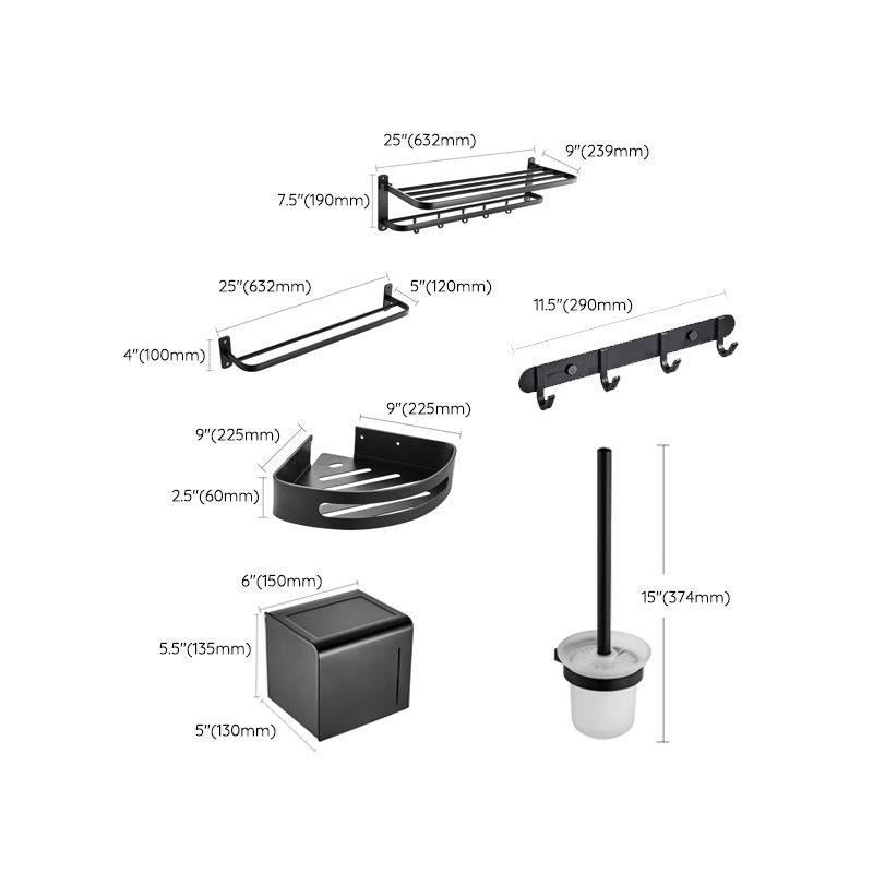 Modern Bathroom Accessory Set Metal Bathroom Hardware in Matte Black Clearhalo 'Bathroom Hardware Sets' 'Bathroom Hardware' 'Bathroom Remodel & Bathroom Fixtures' 'bathroom_hardware_sets' 'Home Improvement' 'home_improvement' 'home_improvement_bathroom_hardware_sets' 1200x1200_48ed7798-97cd-4e62-a244-6fcf23a1f9a3