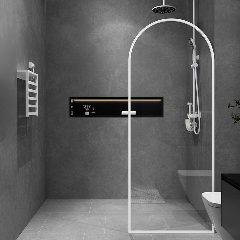 White Framed Fixed Glass Panel Scratch Resistant Fixed Glass Panel Clearhalo 'Bathroom Remodel & Bathroom Fixtures' 'Home Improvement' 'home_improvement' 'home_improvement_shower_tub_doors' 'Shower and Tub Doors' 'shower_tub_doors' 'Showers & Bathtubs' 1200x1200_48fb7c36-ebc0-4df0-a743-93f65d9f78b8