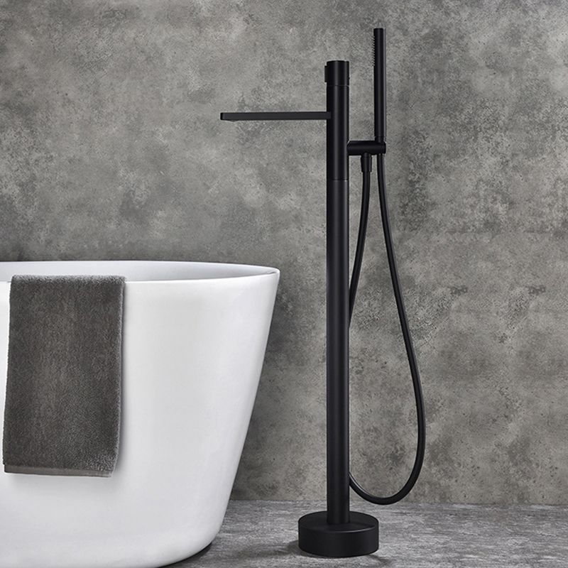 Modern Floor Standing Faucet Handheld Shower Head Bathtub Faucet Clearhalo 'Bathroom Remodel & Bathroom Fixtures' 'Bathtub Faucets' 'bathtub_faucets' 'Home Improvement' 'home_improvement' 'home_improvement_bathtub_faucets' 1200x1200_4916cef2-7503-4c14-bc30-a36412c9d0ea