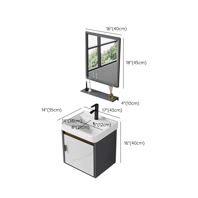 Sink Vanity Wall Mounted Mirror Drawers Ceramic Bathroom Vanity with Faucet Clearhalo 'Bathroom Remodel & Bathroom Fixtures' 'Bathroom Vanities' 'bathroom_vanities' 'Home Improvement' 'home_improvement' 'home_improvement_bathroom_vanities' 1200x1200_491c2368-3433-4c13-add0-cad32d455dd1