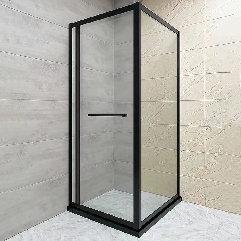 Square Black Shower Shower Enclosure Single Sliding Shower Enclosure Clearhalo 'Bathroom Remodel & Bathroom Fixtures' 'Home Improvement' 'home_improvement' 'home_improvement_shower_stalls_enclosures' 'Shower Stalls & Enclosures' 'shower_stalls_enclosures' 'Showers & Bathtubs' 1200x1200_495d58e7-f611-4f4f-a1d2-2777e883da4b