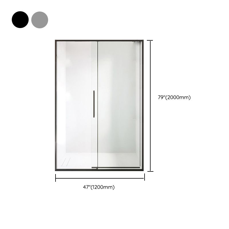 Black and Silver Shower Bath Door Framed Double Sliding Shower Bath Door Clearhalo 'Bathroom Remodel & Bathroom Fixtures' 'Home Improvement' 'home_improvement' 'home_improvement_shower_tub_doors' 'Shower and Tub Doors' 'shower_tub_doors' 'Showers & Bathtubs' 1200x1200_49718e38-f1bd-478e-b527-4f7162940187
