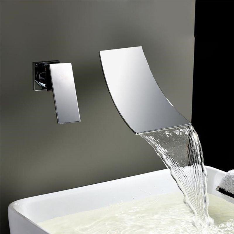 Wall Mounted Faucet Glam Style Bathroom Faucet with One Lever Handle Clearhalo 'Bathroom Remodel & Bathroom Fixtures' 'Bathroom Sink Faucets' 'Bathroom Sinks & Faucet Components' 'bathroom_sink_faucets' 'Home Improvement' 'home_improvement' 'home_improvement_bathroom_sink_faucets' 1200x1200_4982be4a-7cd3-4425-af25-c94f838e5100