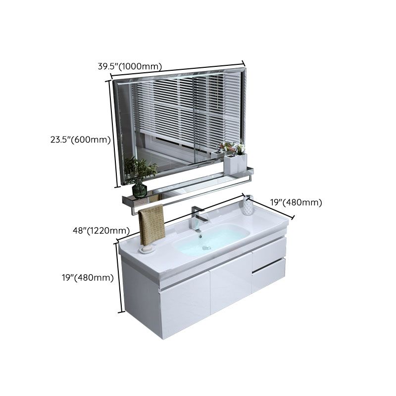 Wall Mount White Modern Bathroom Sink Vanity with Mirror Faucet Clearhalo 'Bathroom Remodel & Bathroom Fixtures' 'Bathroom Vanities' 'bathroom_vanities' 'Home Improvement' 'home_improvement' 'home_improvement_bathroom_vanities' 1200x1200_49959ac9-bf4f-43a0-82a0-e5e66e39061f