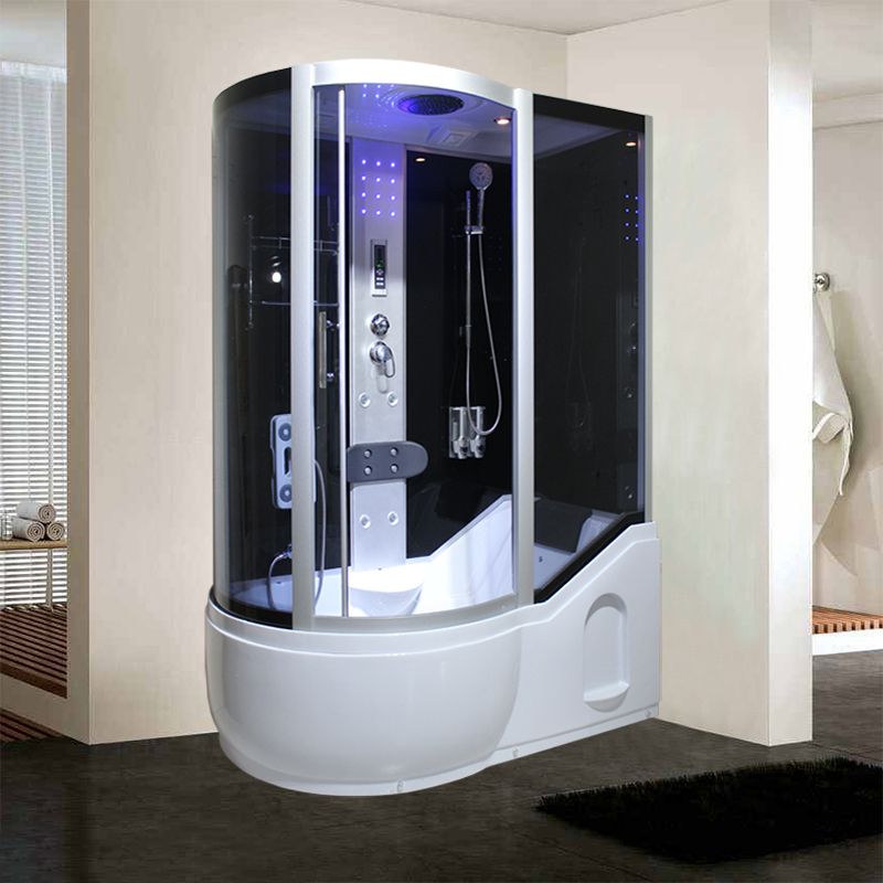 Single Sliding Tinted Tub & Shower Kit Framed Round Shower Kit Clearhalo 'Bathroom Remodel & Bathroom Fixtures' 'Home Improvement' 'home_improvement' 'home_improvement_shower_stalls_enclosures' 'Shower Stalls & Enclosures' 'shower_stalls_enclosures' 'Showers & Bathtubs' 1200x1200_49b58a30-374a-434f-a1af-77b483a519af