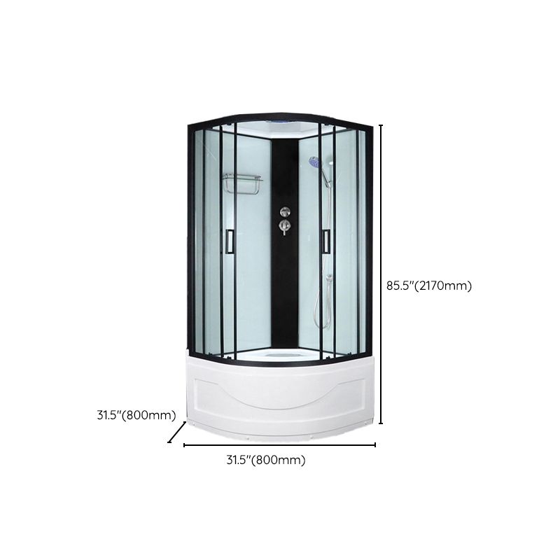 Black Framed Shower Enclosure Double Sliding Round Shower Stall Clearhalo 'Bathroom Remodel & Bathroom Fixtures' 'Home Improvement' 'home_improvement' 'home_improvement_shower_stalls_enclosures' 'Shower Stalls & Enclosures' 'shower_stalls_enclosures' 'Showers & Bathtubs' 1200x1200_49ba15f8-1f98-4dbb-9c77-420b1c91d791