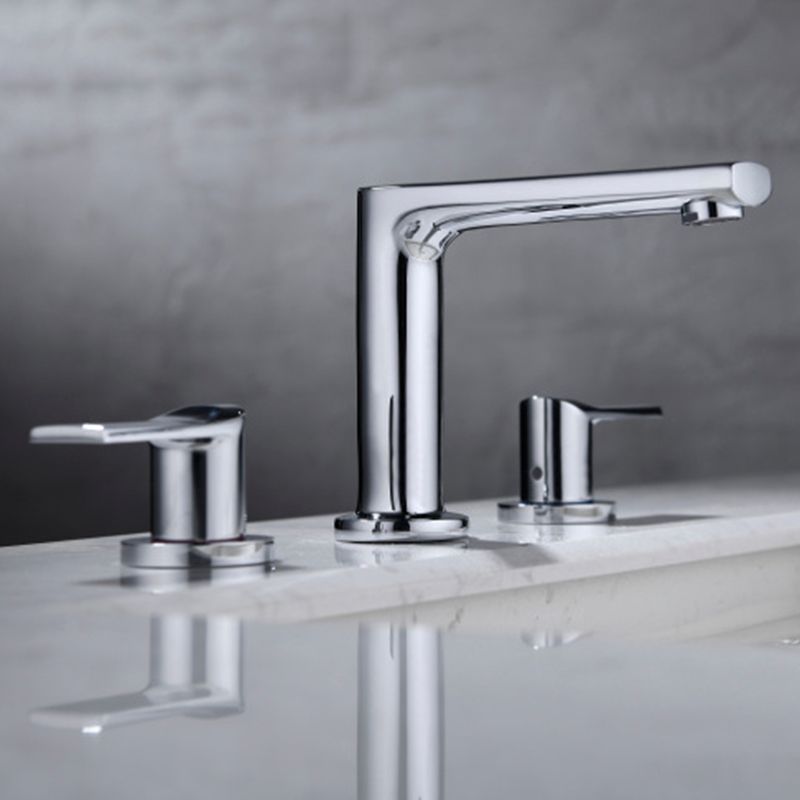 Modern 2-Handle Bathroom Sink Faucet 3 Hole Wide Spread Bathroom Faucet Clearhalo 'Bathroom Remodel & Bathroom Fixtures' 'Bathroom Sink Faucets' 'Bathroom Sinks & Faucet Components' 'bathroom_sink_faucets' 'Home Improvement' 'home_improvement' 'home_improvement_bathroom_sink_faucets' 1200x1200_49d7afa5-1f39-4b76-b8e9-695fb40ed379