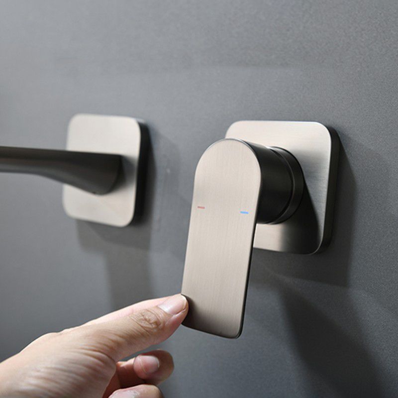 Metal Wall Mounted Bathroom Faucet Modern Widespread Sink Faucet Clearhalo 'Bathroom Remodel & Bathroom Fixtures' 'Bathroom Sink Faucets' 'Bathroom Sinks & Faucet Components' 'bathroom_sink_faucets' 'Home Improvement' 'home_improvement' 'home_improvement_bathroom_sink_faucets' 1200x1200_49dc24be-1488-4bfc-848c-afcb2e13f95d