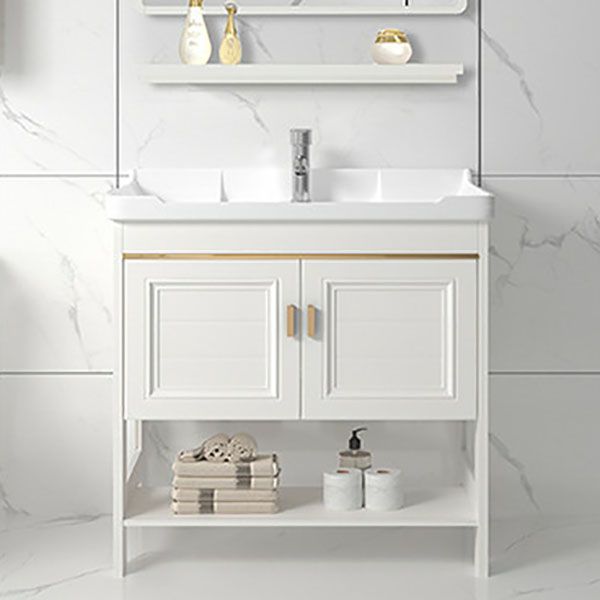 Modern Metal Freestanding Sink Vanity White with Sink Shelf for Bathroom Clearhalo 'Bathroom Remodel & Bathroom Fixtures' 'Bathroom Vanities' 'bathroom_vanities' 'Home Improvement' 'home_improvement' 'home_improvement_bathroom_vanities' 1200x1200_4a0f70fa-c0e1-4a53-a5f2-3154123405a9