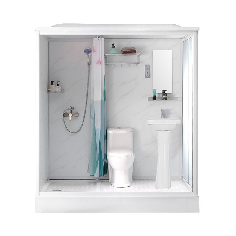 Framed Tempered Glass Shower kit with Base Included Framed Shower Stall in White Clearhalo 'Bathroom Remodel & Bathroom Fixtures' 'Home Improvement' 'home_improvement' 'home_improvement_shower_stalls_enclosures' 'Shower Stalls & Enclosures' 'shower_stalls_enclosures' 'Showers & Bathtubs' 1200x1200_4a19b3be-f9d9-4be8-838e-7f92cadac269