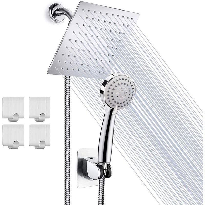 Modern Pull down Dual Shower Head Square High Arch Shower Head Combo Clearhalo 'Bathroom Remodel & Bathroom Fixtures' 'Home Improvement' 'home_improvement' 'home_improvement_shower_heads' 'Shower Heads' 'shower_heads' 'Showers & Bathtubs Plumbing' 'Showers & Bathtubs' 1200x1200_4a243cef-7cbb-45df-a961-eb6cc3d1a010