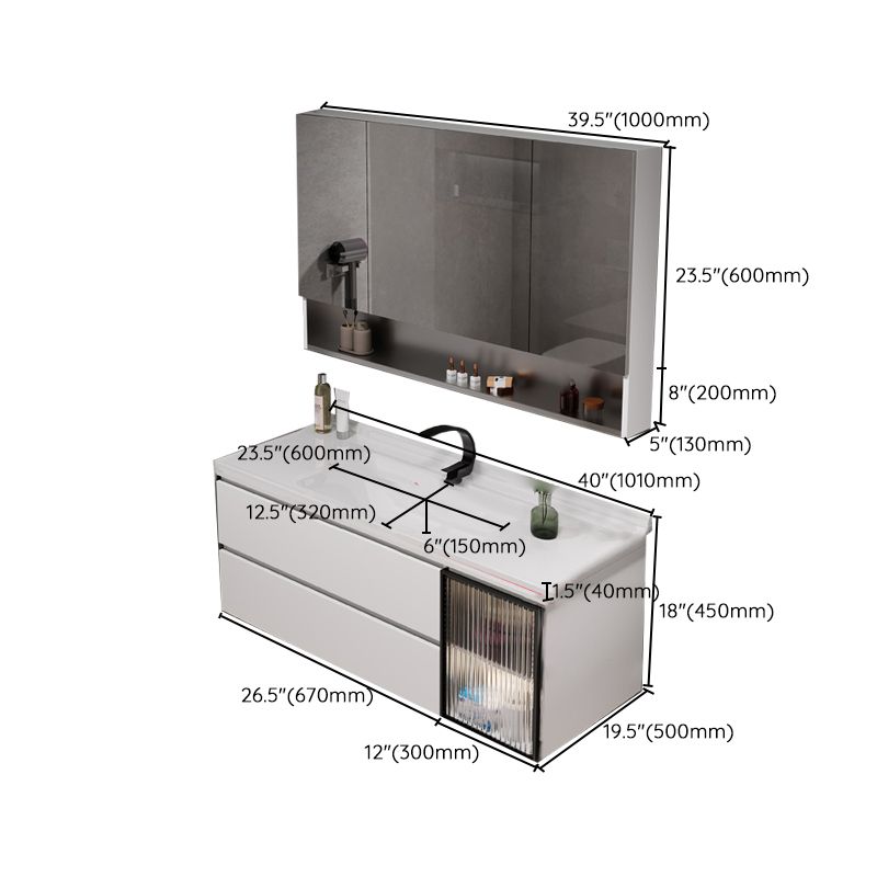 Rectangular Bathroom Vanity Single Sink Wall Mount Mirror Glam Vanity with Drawers Clearhalo 'Bathroom Remodel & Bathroom Fixtures' 'Bathroom Vanities' 'bathroom_vanities' 'Home Improvement' 'home_improvement' 'home_improvement_bathroom_vanities' 1200x1200_4a28c404-2c0b-491c-89ff-dff7b55e0d29