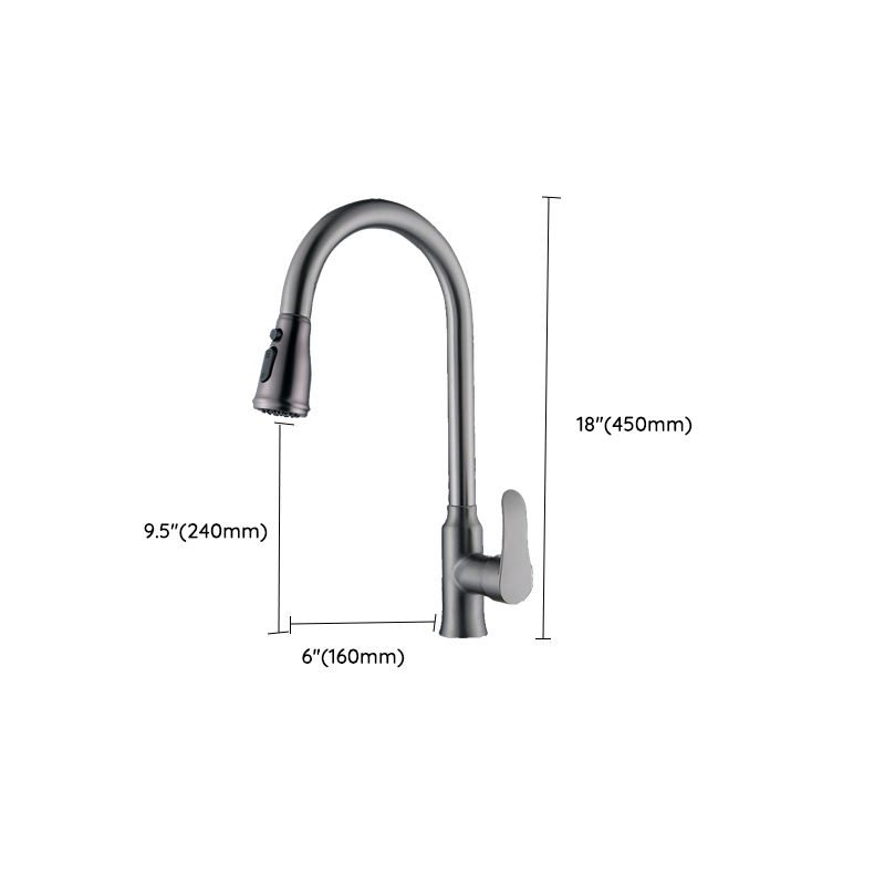 Modern Style Kitchen Faucet Copper Lever Handle Gooseneck Kitchen Faucet Clearhalo 'Home Improvement' 'home_improvement' 'home_improvement_kitchen_faucets' 'Kitchen Faucets' 'Kitchen Remodel & Kitchen Fixtures' 'Kitchen Sinks & Faucet Components' 'kitchen_faucets' 1200x1200_4a39e145-0d1c-48c6-8260-a2ae9fae9912