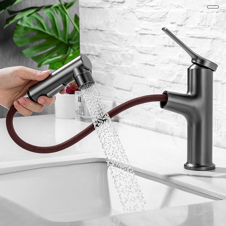 Modern Vessel Sink Faucet Lever Handle with Pull Down Sprayer Clearhalo 'Bathroom Remodel & Bathroom Fixtures' 'Bathroom Sink Faucets' 'Bathroom Sinks & Faucet Components' 'bathroom_sink_faucets' 'Home Improvement' 'home_improvement' 'home_improvement_bathroom_sink_faucets' 1200x1200_4a5b7688-68e8-4876-b719-cffd6ad61509