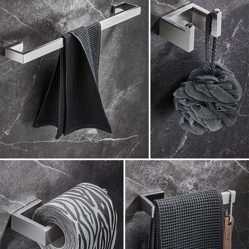 Stainless Steel Bathroom Set 4-piece Modern Style Simple Bathroom Hardware Set Clearhalo 'Bathroom Hardware Sets' 'Bathroom Hardware' 'Bathroom Remodel & Bathroom Fixtures' 'bathroom_hardware_sets' 'Home Improvement' 'home_improvement' 'home_improvement_bathroom_hardware_sets' 1200x1200_4a5bfc83-1a59-4359-bd3f-4b8eb204f4b1