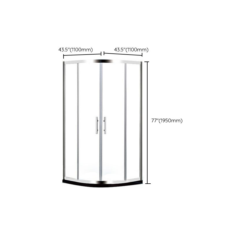 Round Tempered Shower Enclosure Double Sliding Corner Shower Kit with Header Clearhalo 'Bathroom Remodel & Bathroom Fixtures' 'Home Improvement' 'home_improvement' 'home_improvement_shower_stalls_enclosures' 'Shower Stalls & Enclosures' 'shower_stalls_enclosures' 'Showers & Bathtubs' 1200x1200_4a6795e7-bb70-45ae-91fc-aef485bbc0ae