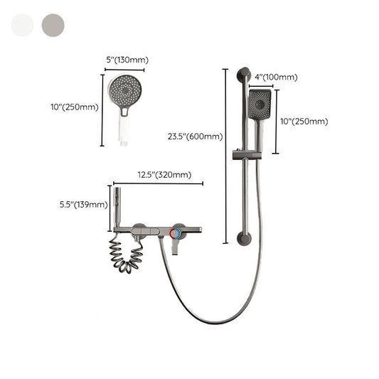 Wall Mount Shower Set Solid Color Adjustable Spray Pattern Shower Combo Clearhalo 'Bathroom Remodel & Bathroom Fixtures' 'Home Improvement' 'home_improvement' 'home_improvement_shower_faucets' 'Shower Faucets & Systems' 'shower_faucets' 'Showers & Bathtubs Plumbing' 'Showers & Bathtubs' 1200x1200_4a70f990-fa13-4490-aeb8-d43bdc07500e