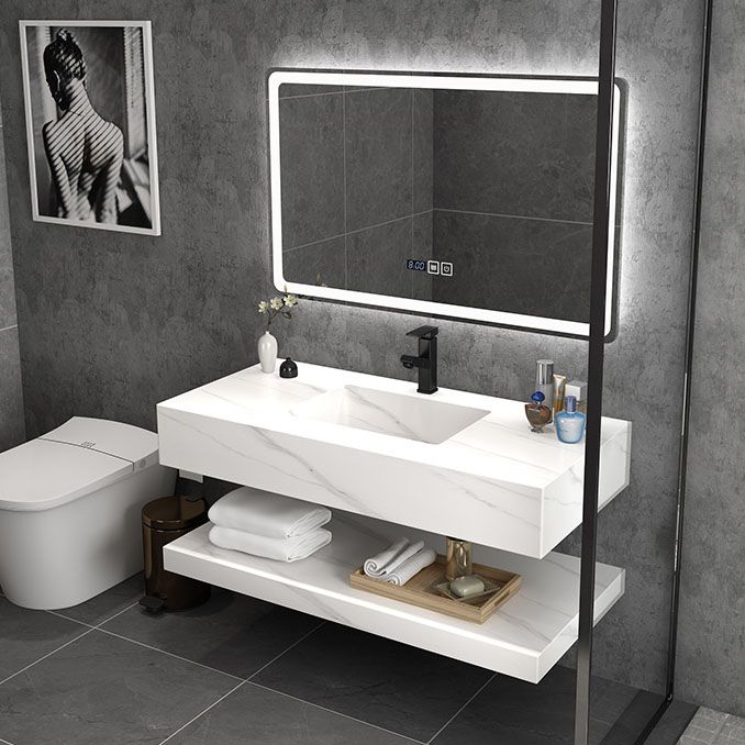 Wall Mount Mirror Included Sink Vanity for Bathroom with Sink Faucet Clearhalo 'Bathroom Remodel & Bathroom Fixtures' 'Bathroom Vanities' 'bathroom_vanities' 'Home Improvement' 'home_improvement' 'home_improvement_bathroom_vanities' 1200x1200_4ab12332-cd94-41a3-b422-40236947c7b2