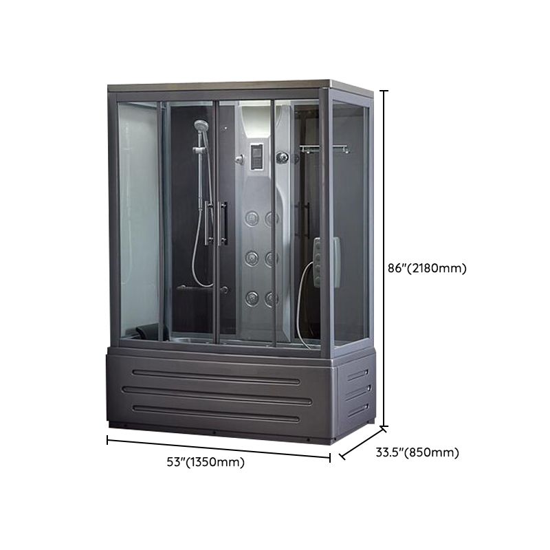 Gray Round Shower Stall Full Frame Double Sliding Door Shower Room Clearhalo 'Bathroom Remodel & Bathroom Fixtures' 'Home Improvement' 'home_improvement' 'home_improvement_shower_stalls_enclosures' 'Shower Stalls & Enclosures' 'shower_stalls_enclosures' 'Showers & Bathtubs' 1200x1200_4ac77702-227a-4867-ad49-d2731ed6cab4