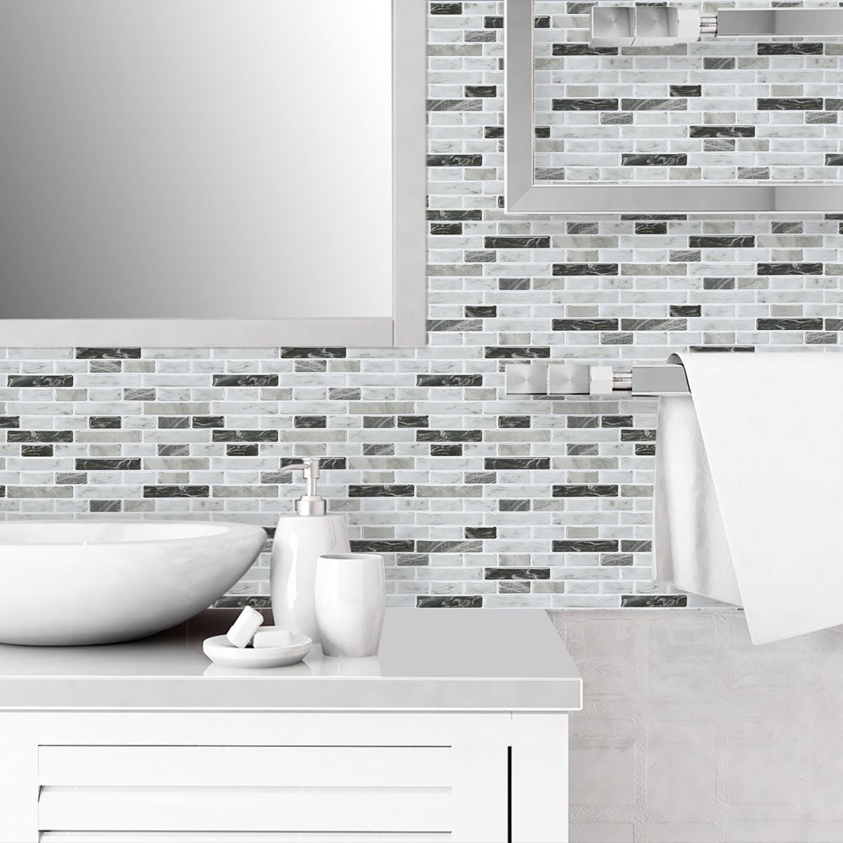Modern Peel & Stick Field Tile PVC Staggered Joint Peel & Stick Subway Tile Clearhalo 'Flooring 'Home Improvement' 'home_improvement' 'home_improvement_peel_stick_blacksplash' 'Peel & Stick Backsplash Tile' 'peel_stick_blacksplash' 'Walls & Ceilings' Walls and Ceiling' 1200x1200_4acb584e-223f-444d-9362-2cba692263a7