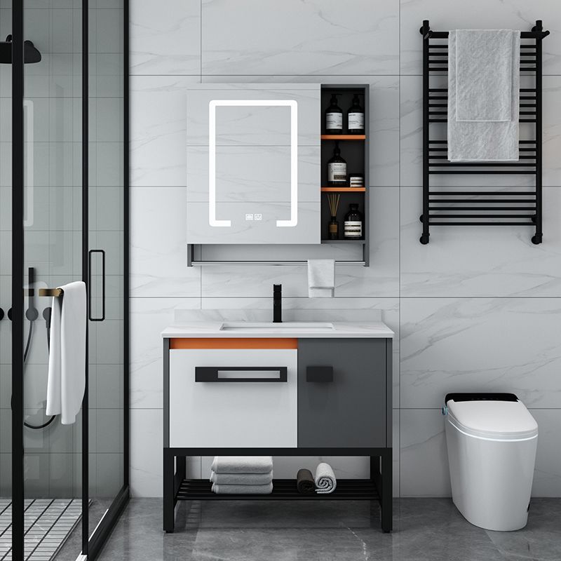 Modern Bathroom Sink Vanity Freestanding Vanity Set with Mirror Clearhalo 'Bathroom Remodel & Bathroom Fixtures' 'Bathroom Vanities' 'bathroom_vanities' 'Home Improvement' 'home_improvement' 'home_improvement_bathroom_vanities' 1200x1200_4ae31f71-3a18-4483-a000-74199384f360