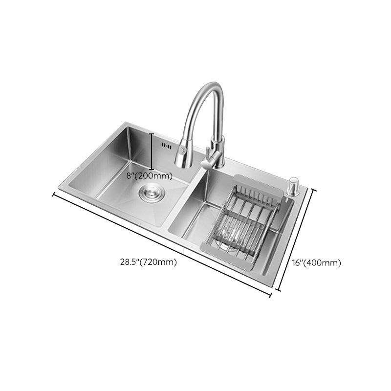 Classic Kitchen Sink Stainless Steel Corrosion Resistant Kitchen Sink with Basket Strainer Clearhalo 'Home Improvement' 'home_improvement' 'home_improvement_kitchen_sinks' 'Kitchen Remodel & Kitchen Fixtures' 'Kitchen Sinks & Faucet Components' 'Kitchen Sinks' 'kitchen_sinks' 1200x1200_4ae78163-5f87-4a9e-aa7d-ed184ecc923b