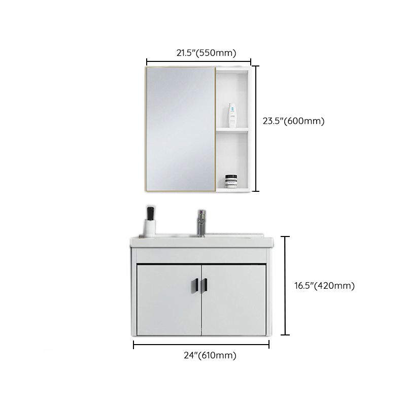Contemporary Sink Vanity Solid Color Mirror Cabinet Space Saver Vanity for Bathroom Clearhalo 'Bathroom Remodel & Bathroom Fixtures' 'Bathroom Vanities' 'bathroom_vanities' 'Home Improvement' 'home_improvement' 'home_improvement_bathroom_vanities' 1200x1200_4aeb4cb8-293c-4c15-b789-e86082086a83