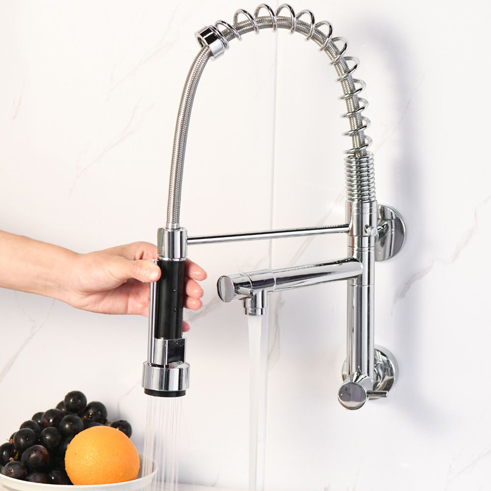 Modern Kitchen Faucet Spring Spout 1-Hole Bar Faucet in Silver Clearhalo 'Home Improvement' 'home_improvement' 'home_improvement_kitchen_faucets' 'Kitchen Faucets' 'Kitchen Remodel & Kitchen Fixtures' 'Kitchen Sinks & Faucet Components' 'kitchen_faucets' 1200x1200_4af5f59d-ed9a-4954-8c9b-9d502b5156a7