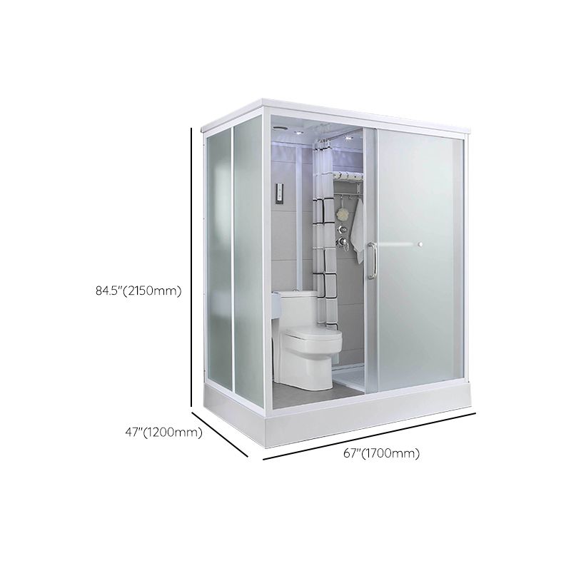 Single Sliding White Shower Kit Rectangle Frosted Shower Stall Clearhalo 'Bathroom Remodel & Bathroom Fixtures' 'Home Improvement' 'home_improvement' 'home_improvement_shower_stalls_enclosures' 'Shower Stalls & Enclosures' 'shower_stalls_enclosures' 'Showers & Bathtubs' 1200x1200_4b2dad50-749c-436d-83ee-72ce8503f22e